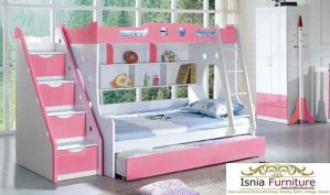 Tempat Tidur Tingkat Anak Perempuan White Pink