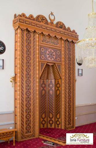 29 Mihrab Masjid Minimalis Mewah Ukiran  Kayu Desain Terbaru
