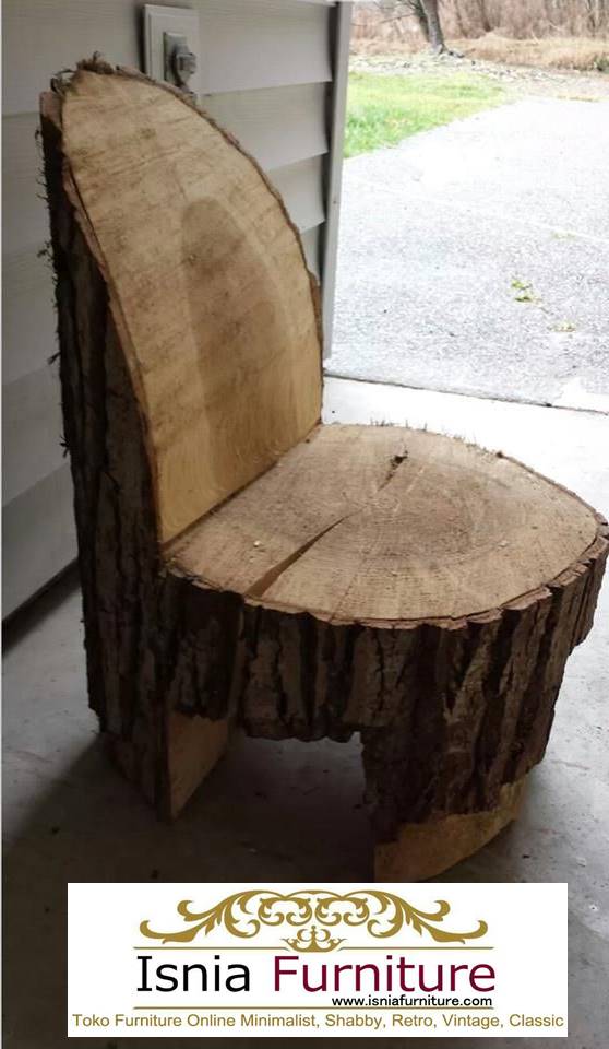 kursi dari batang kayu utuh jati