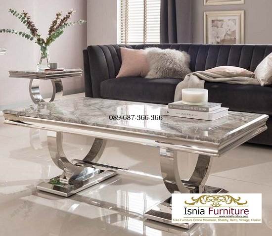 Jual Meja Tamu Marmer Kaki Stainless Modern Kekinian Paling Baru Semarang