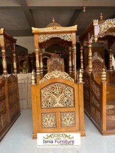 Jual Mimbar Masjid Terbaru Kayu Jati Ukiran Mewah Klasik