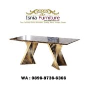 Jual Meja Makan Marmer Mewah Jawa Barat Kaki Stainless Parametrik