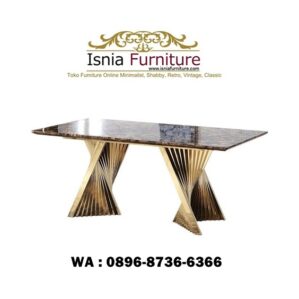 Jual Meja Makan Marmer Mewah Jawa Barat Kaki Stainless Parametrik