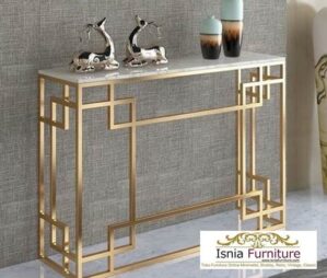 Jual Meja Konsul Mewah Marmer Kaki Stainless Gold Model Unik Mahal