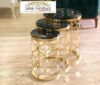 Jual Meja Sudut Marmer Bulat 3 Set Stainless Gold Kekinian Minimalis