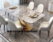 Meja Makan Marmer Stainless Steel 6 Kursi